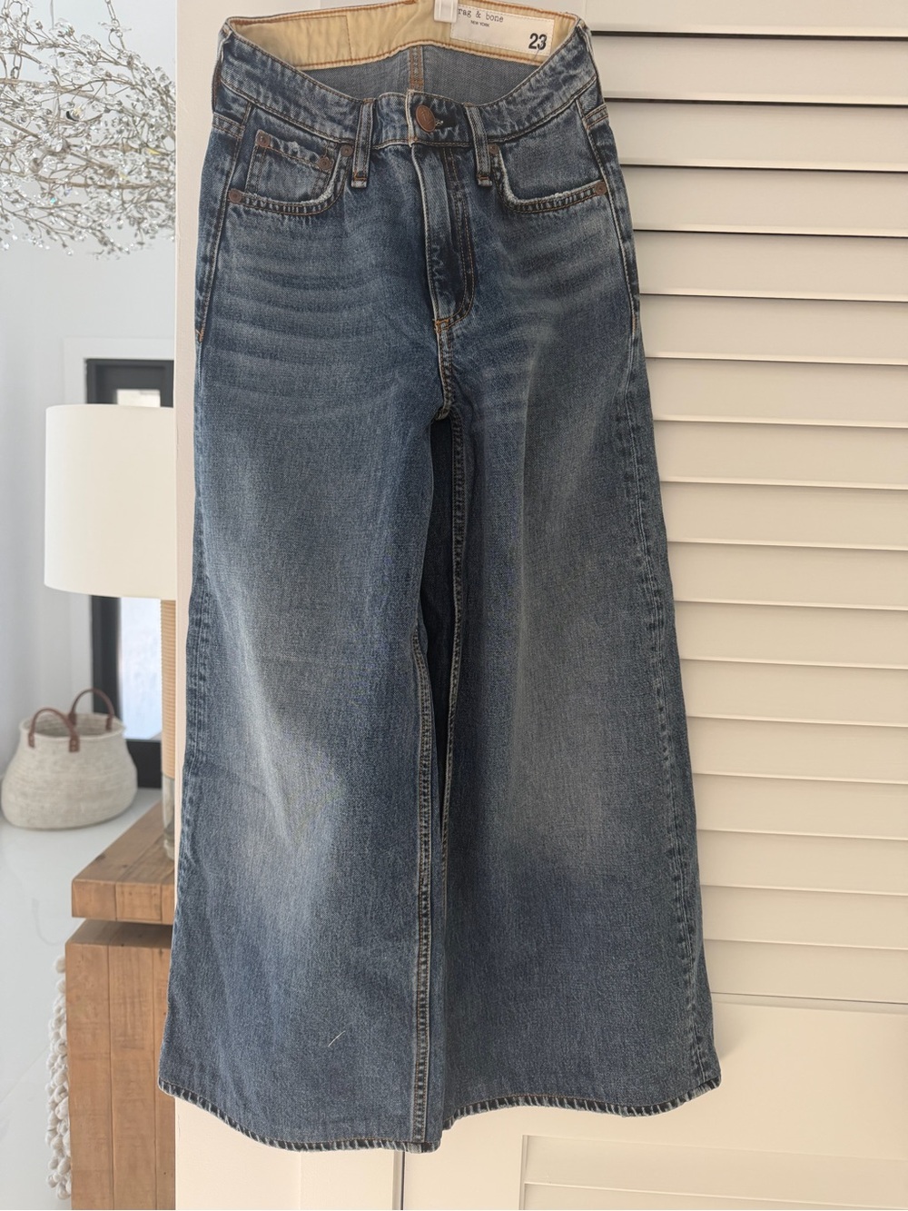 Rag &Bone Wide Leg Jeans in Faded Blue - Size 23